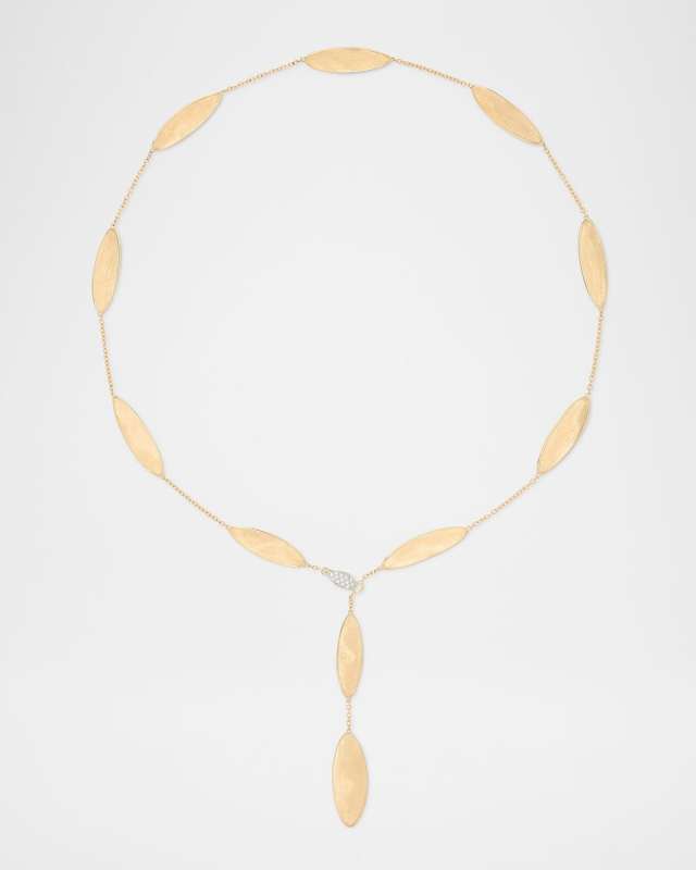 18K Gold Lunaria Twist Lariat with Diamond Pave Clasp